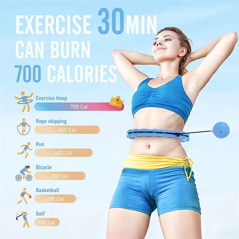 Weighted Sports Circle Hoops for Adults Weight Loss plus Size for Adults Smart Exercise 2 in 1 Adjustable with Detachable Knots