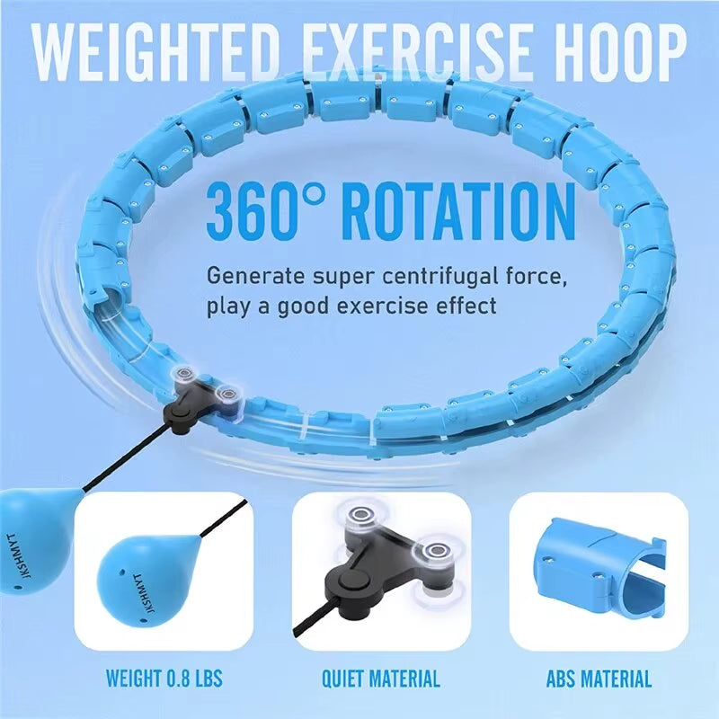 Weighted Sports Circle Hoops for Adults Weight Loss plus Size for Adults Smart Exercise 2 in 1 Adjustable with Detachable Knots