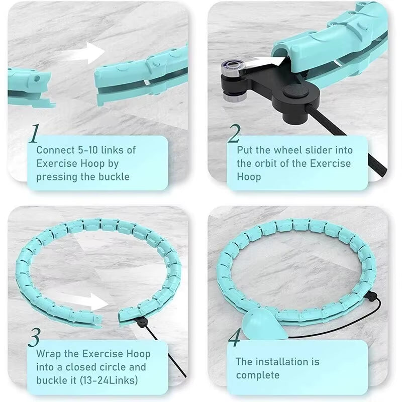 Weighted Sports Circle Hoops for Adults Weight Loss plus Size for Adults Smart Exercise 2 in 1 Adjustable with Detachable Knots